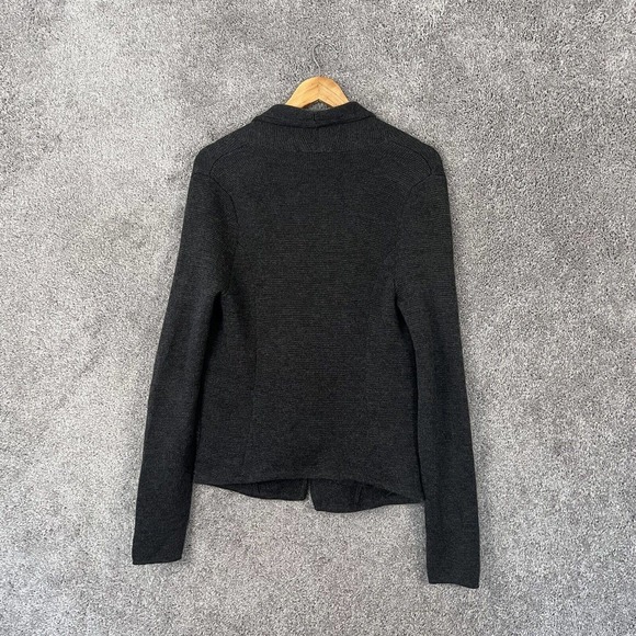 Ann Taylor Loft Sweater Womens Medium Gray Long Sleeve V-Neck Two Button Front - Picture 2 of 9